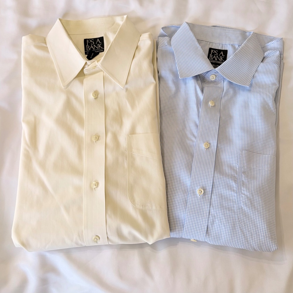 Jos. A. Bank Men's Dress Shirt Lot of 2 16.5 33 Tailored Fit Cotton Non-Iron